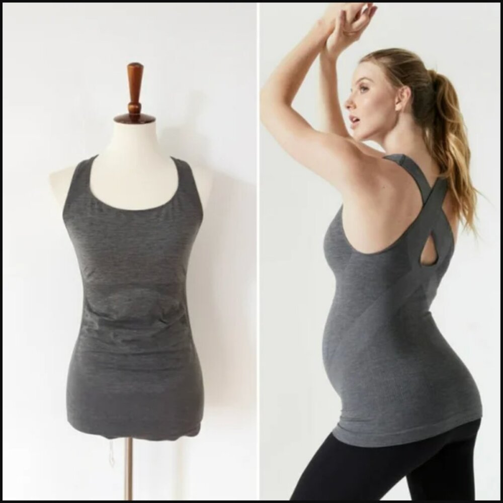 BLANQI | Maternity Support Crossback Tank - Dark Gray